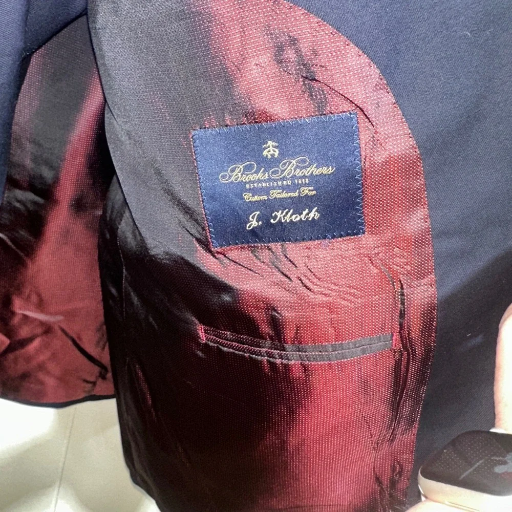 Brooks‎ Brothers Mens Navy Blue 100% Wool Custom Tailored 2 Piece Suit IBB56583